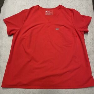 Figs Catarina Scrub Top Womens 3XL Red Technical Collection Pocket